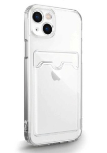 Чехол-накладка Card case для Apple iPhone 13 с карманом для карты, прозрачный цена и фото