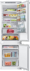 Холодильник встраиваемый Samsung BRB26715EWW (Объем - 267л / Высота - 177.5см / Жесткое крепление фасадов / Mono Cooling / NoFrost) холодильник встраиваемый samsung brb30715eww объем 297л высота 193 5см белый nofrost twin cooling space max™