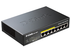 Коммутатор D-LINK DGS-1008P, с 8 портами 10/100/1000 (4 порта с поддержкой PoE) розетка UK сплиттер poe nst ns ps 1g at gigabit ethernet с функцией выбора напряжения на 5 9 12 18v соответствует стандартам poe ieee 802 3af at предназначен д