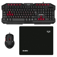 Игровой комплект SVEN GS-9200 (клавиатура, мышка, коврик для мыши), черный