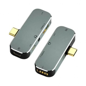 цена Концентратор KS-is KS-763 1xUSB 3.0 и 1xUSB 2.0 и 1xUSB Type C и 1xPD и 1xAUX 3.5 в Type C USB HUB