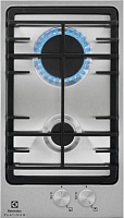 Поверхность газовая Electrolux EGG3322NVX (Domino 300 / Нерж. сталь / чугун. решетки / 2 конфорки (3,0/1,0 кВт) / газконтроль / электроподжиг)