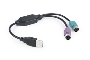 Переходник USB 2.0 A - PS/2 (x2) KS-is Apst (KS-011), вилка - розетки, длина - 0.3 метра