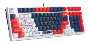 цена Механическая клавиатура A4Tech Bloody S98 Sports Navy синий/белый USB