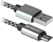 Кабель Defender USB08-03T PRO micro-USB - USB, 1м, Черный/Белый