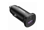 Автомобильное зарядное устройство UGREEN EC305, (USB/Type-C/PD/QC/30W), Черное