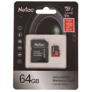 Память micro Secure Digital Card 64Gb class10 Netac Extreme Pro / c адаптером SD A1,V30,UHS-I Class3(U3) [NT02P500PRO-064G-R] память micro secure digital card 16gb class10 netac c адаптером sd [ nt02p500stn 016g r]