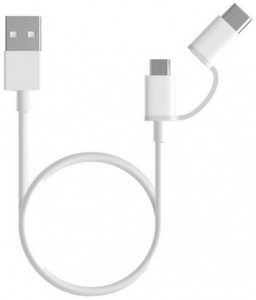 Кабель 2 in 1 Xiaomi USB Type-C/microUSB - USB, 2A, 1 метр, белый (SJV4082TY) кабель xiaomi mi 2 in 1 usb cable micro usb to type c 1 м белый sjv4082ty