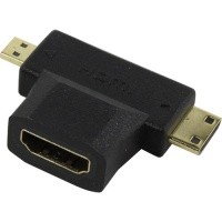 Переходник HDMI F - microHDMI M /miniHDMI M KS-is (KS-361), вилка-розетка, разрешение до 4K Ultra HD Чёрный