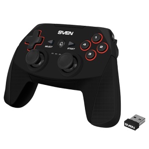 Беспроводной геймпад SVEN GC-2040 / 11 кнопок / Чёрный / Виброотдача / Поддержка Windows, Android, PS3 геймпад джойстик 8 bit форма sega узкий разъем 9 pin чёрный
