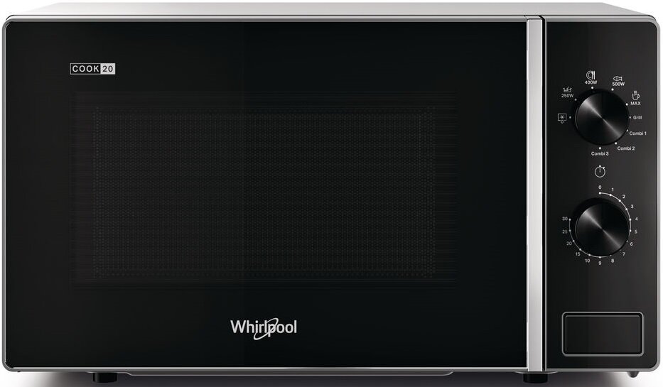 Микроволновая печь Whirpool MWP 103 SB (20 л, 700 Вт, переключатели поворотный механизм, гриль, серебристый/черный)