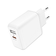 DSP Сетевое зарядное устройство Olmio 43788 (USB+USB Type-C/45W/QC+PD 3.0) белое   DSP Сетевое зарядное устройство Olmio 43788 (USB+USB Type-C/45W/QC+PD 3.0) белое