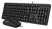 Проводной комплект клавиатура+мышь проводная A4Tech KK-3330S, (Полноразмерная/1200 dpi/Кабель 1.5м), Черная