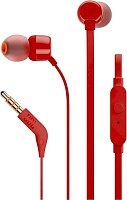 Проводные наушники с микрофоном JBL T110, (кабель 1.2 м), красный