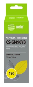 Чернила Cactus CS-GI490YB GI-490 желтый 100мл для Canon Pixma G1400/G2400/G3400 чернила для canon pixma g3411 g1411 g3400 g2411 g3415 g1400 g2415 g2400 g3410 g2410 g5040 g1410 и др 135 мл black черный