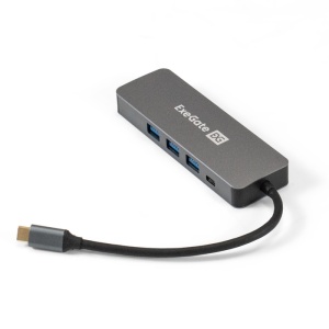 цена Док-станция 5-в-1 ExeGate DUB-31C/PD/H (кабель-адаптер USB Type-C --> 3xUSB3.0 + PD 60W + HDMI 4K@30Hz