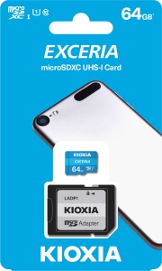 Память micro Secure Digital Card 64Gb class10 KIOXIA (Toshiba) / с адаптером SD [LMEX1L064GG2] карта памяти smartbuy microsdhc 4 гб class 10 r w 25 14 мб с адаптер на sd 1 шт