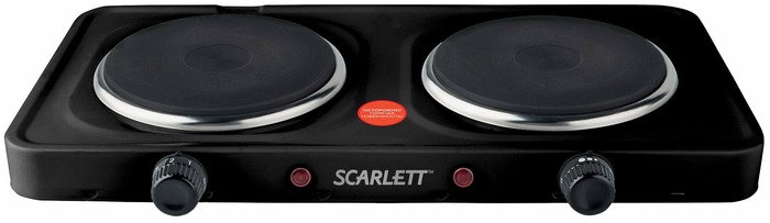 Плитка электрическая Scarlett SC-HP700S12 (2 конфорки / чугун / дисковый нагреватель/  мощность 2000В / черный)