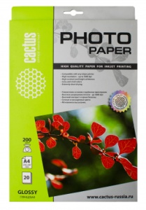 Фотобумага Cactus CS-GA418050ED A4/180г/м2/50л./белый глянцевое для струйной печати цена и фото