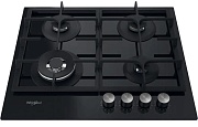 DSP Поверхность газовая Whirlpool GOFL 629/NB1 (Чёрное стекло / 4 конфорки / Чугунные решетки / Электроподжиг / Газ контроль)