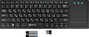 Беспроводная клавиатура с тачпадом Oklick 830ST, русские буквы белые, чёрный клавиатура тачпад prestigio click