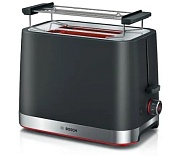 Тостер Bosch TAT4M223 (970 Вт/ тостов - 2/ подогрев, размораживание, решетка для подогрева булочек, поддон для крошек/ чёрный)