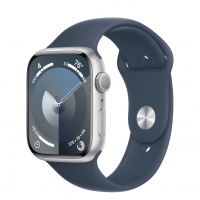 Смарт-часы Apple Watch Series 9 41mm Silver Aluminium Case with Storm Blue Sport Band M/L