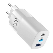 Сетевое зарядное устройство Olmio 65Ws (USB/Type-C*2/65W/GAN/QC/PD), Белое