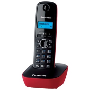 Телефон Panasonic KX-TG1611RUR (черно-красный) р телефон dect gigaset as690 duo rus черный труб в компл 2шт аон