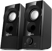 Колонки 2.0 SVEN 357 / 6W / USB-питание / Аудиовыходы на наушники и микрофон / Чёрный / корпус - пластик