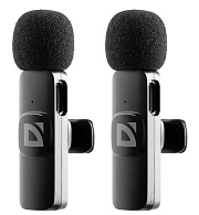 Микрофон петличный DEFENDER Talky-138, чёрный, на прищепке, 2 шт.  Чёрный Микрофон петличный DEFENDER Talky-138, чёрный, на прищепке, 2 шт. Чёрный