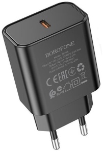 Сетевое зарядное устройство Borofone BA71A (Type-C 3.0A QC3.0 PD 20W), черное) сетевое зарядное устройство borofone ba59a qc3 0 18w белый с поддержкой быстрой зарядки
