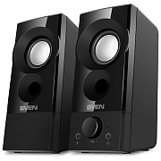 Колонки 2.0 SVEN 357 / 6W / USB-питание / Аудиовыходы на наушники и микрофон / Чёрный / корпус - пластик