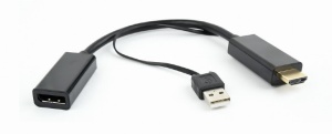 Переходник HDMI - Displayport GEMBIRD (DSC-HDMI-DP), вилка - розетка, видео до Ultra HD 4K, длина - 0.03 метра 0 5 1 5 3m dc 12v 10a power supply splitter male to male connector 5 5mm 2 5mm plug power adapter extension cable w1