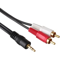 Кабель аудио (3.5mm Jack M - 2xRCA M) 2м ExeGate <EX-CCA-458-2.0>, позолоченные разъемы Чёрный