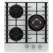 Поверхность газовая KRONA HAGEL 45 WH W (Узкая, 45 см / Белый / 3 конфорки /1,7 кВт / 1 кВт / 3,8 кВт WOK / закаленное стекло / чугун. реш.)