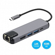 Док-станция/Сетевой адаптер USB KS-is KS-561 с хабом USB-Type C 5в1 (RJ45 10/100/1000 Мбит/сек, USB C, 4K HDMI, USB 3.0x2)   Док-станция/Сетевой адаптер USB KS-is KS-561 с хабом USB-Type C 5в1 (RJ45 10/100/1000 Мбит/сек, USB C, 4K HDMI, USB 3.0x2)