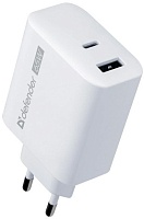 Сетевое зарядное устройство Defender UPA-145, (USB/Type-C/45W/GAN/PD/QC), Белое