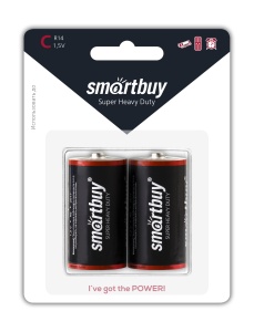 Батарейки Smartbuy R14/2B (12/192) (SBBZ-C02B) солевая (BL-2) батарейка солевая minamoto r14 тип c спайка 2 шт