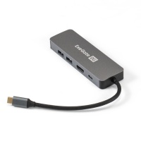 Док-станция/Сетевой адаптер 5-в-1 ExeGate DUB-21C/PD/HL (кабель-адаптер USB Type-C --> 2xUSB3.0 + PD 100W + HDMI 4K@60Hz + Lan RJ45 10/100/1000Mb 