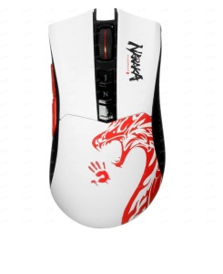 цена Игровая беспроводная мышь A4Tech Bloody R90 Plus Naraka (5000 dpi), игровая, оптическая, беспроводная, USB, белый