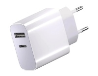 Сетевое зарядное устройство Borasco (PD 20W + QC 3.0 USB + Type-C, 3А), белое