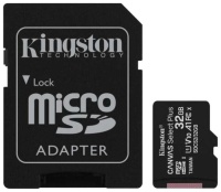 Память micro Secure Digital Card  32Gb class10 Kingston Canvas Select Plus  CL10 UHS-I Card + SD Adapter [SDCS2/32GB]