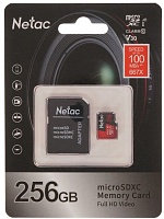 Память micro Secure Digital Card 256Gb class10 V30 UHS I U3 Netac / c адаптером SD /NT02P500PRO-256G-R/