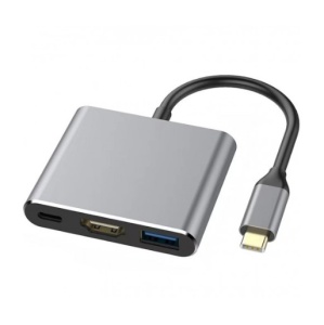 Переходник USB Type C-HDMI 3 в 1 KS-is (KS-342P)