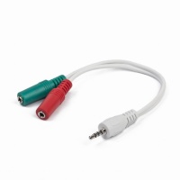 Переходник 3.5 mm jack (4-pin) - 3.5 mm jack (x2) GEMBIRD (CCA-417), вилка-розетки, белый, длина - 0.2 метра 