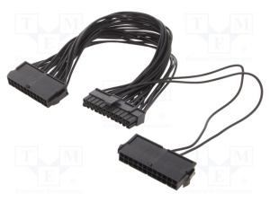 Разветвительный кабель питания ATX (24 pin) - 2xATX (24 pin) GEMBIRD (CC-PSU24-01), вилка - розетка (2 шт.), длина - 0.3 метра