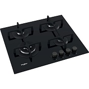 Поверхность газовая Whirlpool AKT 627/NB1 (Чёрная / 4 конфорки / Чугунные решетки / Закаленное стекло / Электроподжиг / Газ контроль)