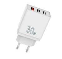 Сетевое зарядное устройство TFN WCRPD25 (1 USB QC 3A + 2 USB 2.4A/30W) белое