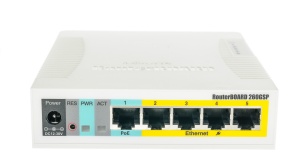 цена Коммутатор Mikrotik RB260GSP 5 портов 10/100/1000 Ethernet (4 порта POE) + SFP